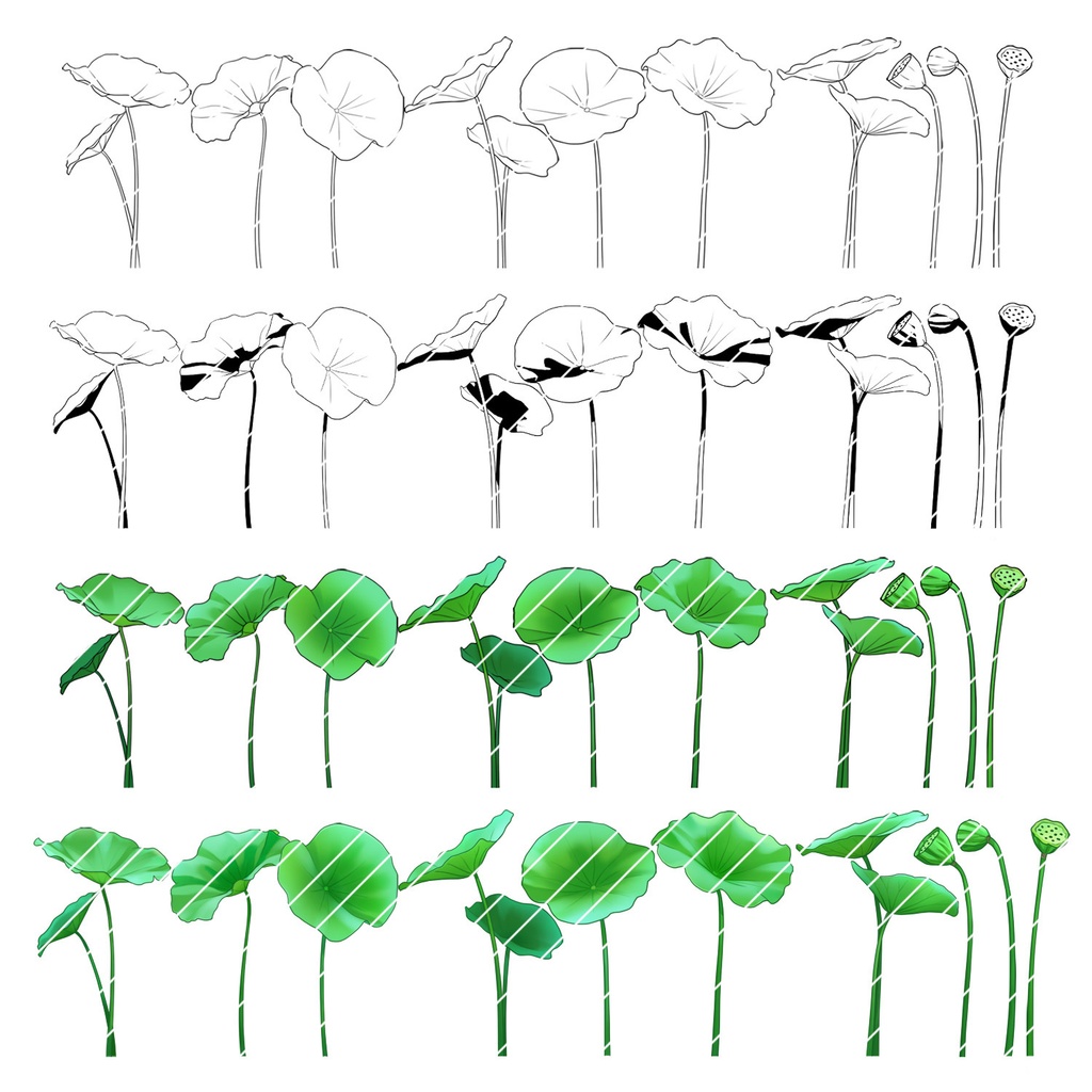 【クリスタ】草ブラシ2単品_蓮の葉