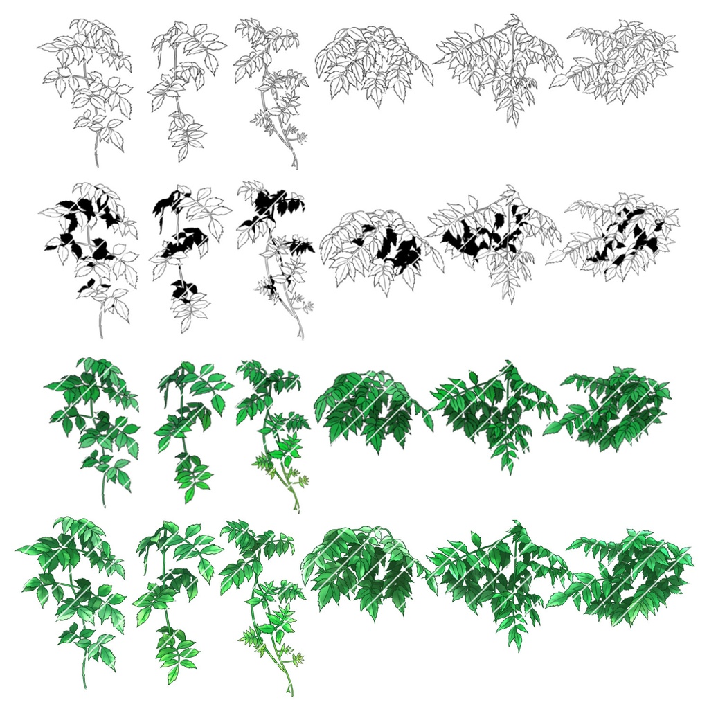 【クリスタ】草ブラシ2単品_ノウゼンカズラ