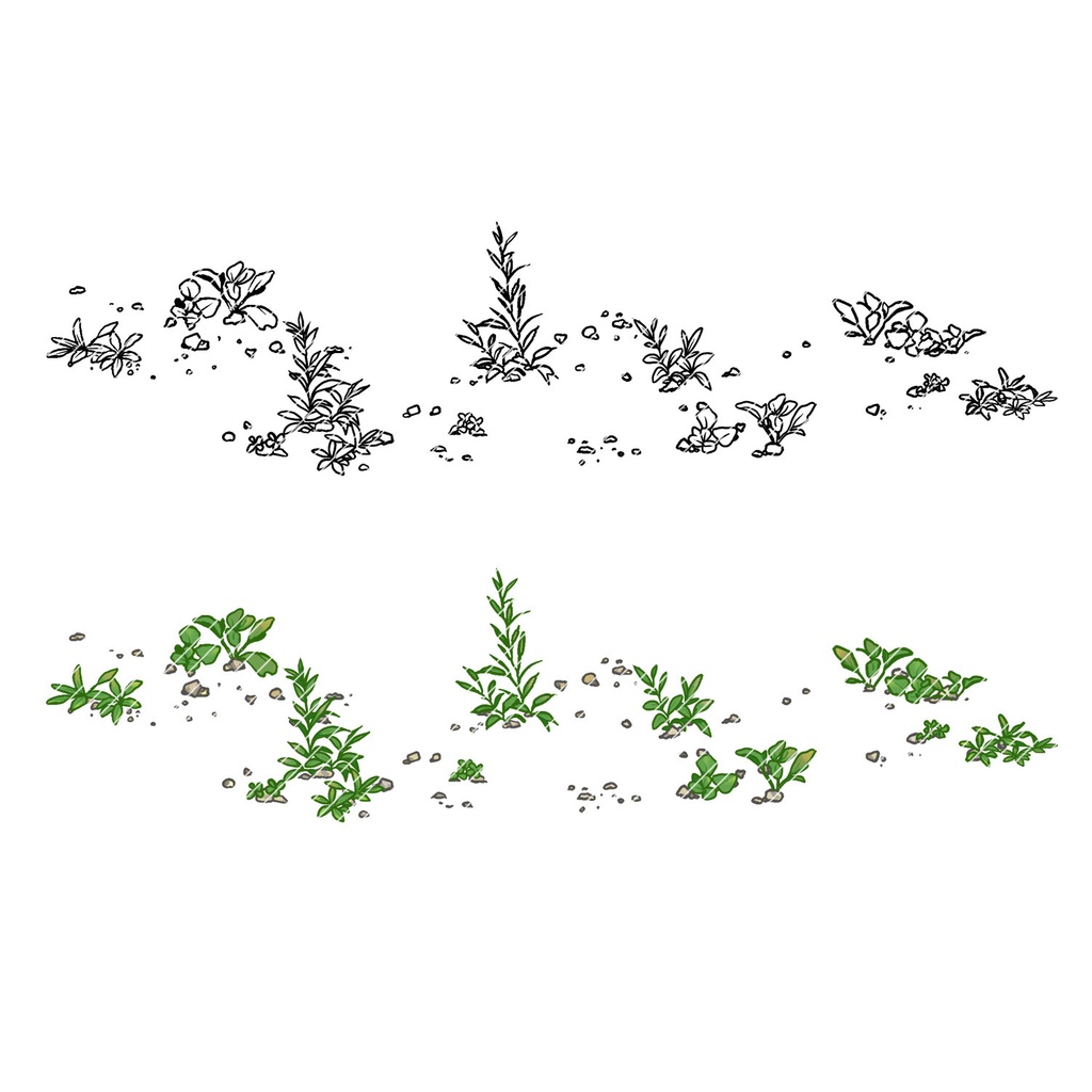 【クリスタ】草ブラシ2単品_地面ブラシ