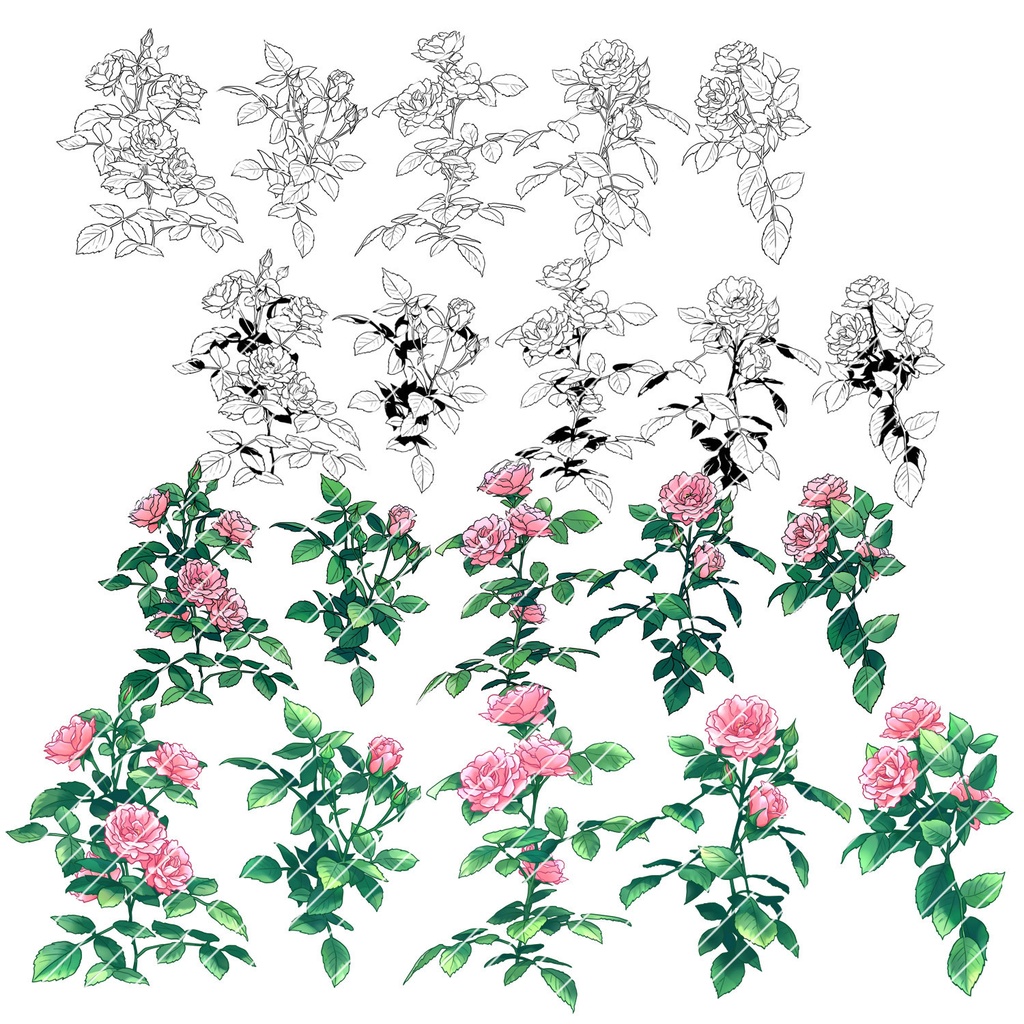 【クリスタ】花ブラシ_つるバラ