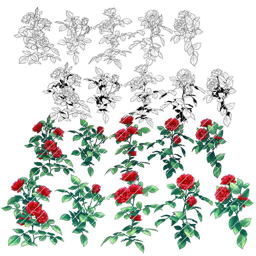 【クリスタ】花ブラシ_つるバラ