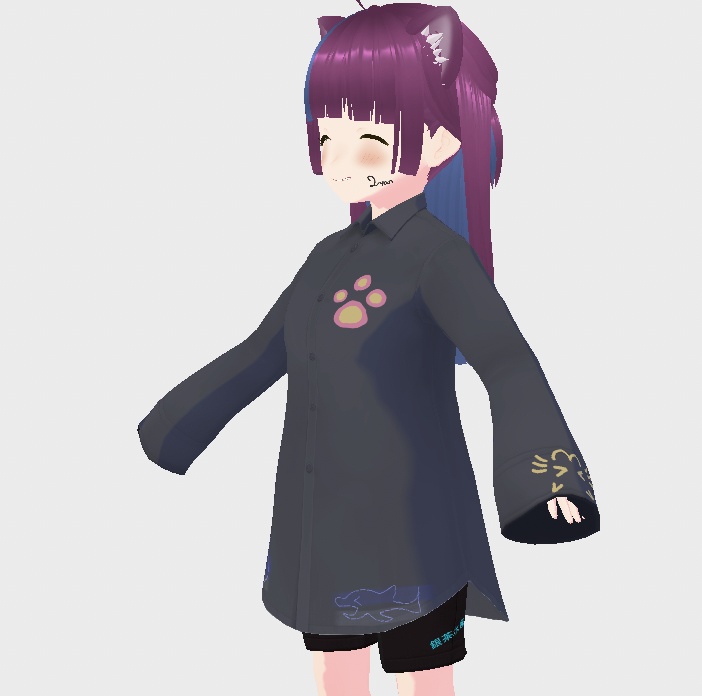 Yシャツ（猫の落書き）　Vroidテクスチャ