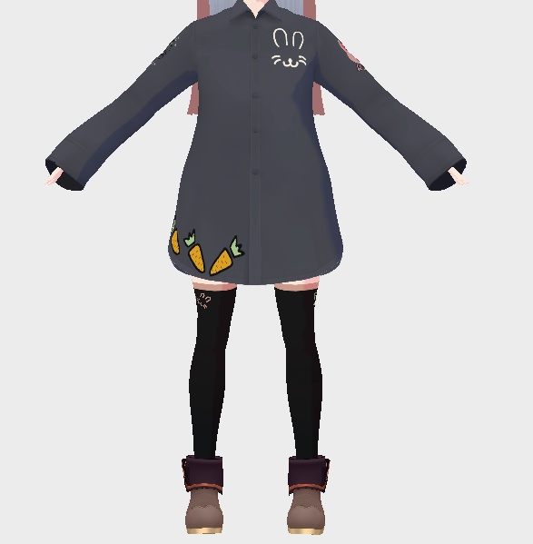 ウサギの落書きYシャツ&コーデ VRoid