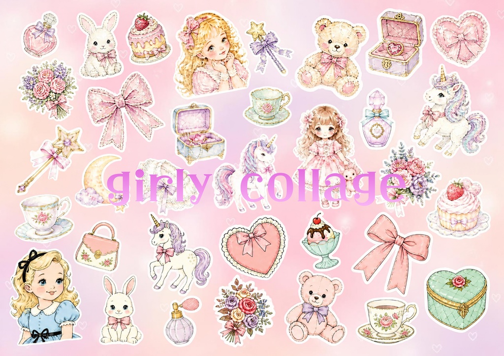 girly collage コラージュシート　デジタルペーパー　