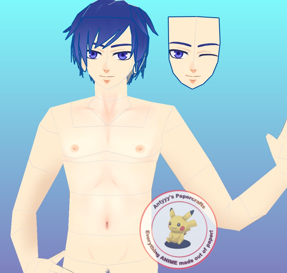 色っぽい カイトペーパークラフト /// Naked sexy Kaito papercraft