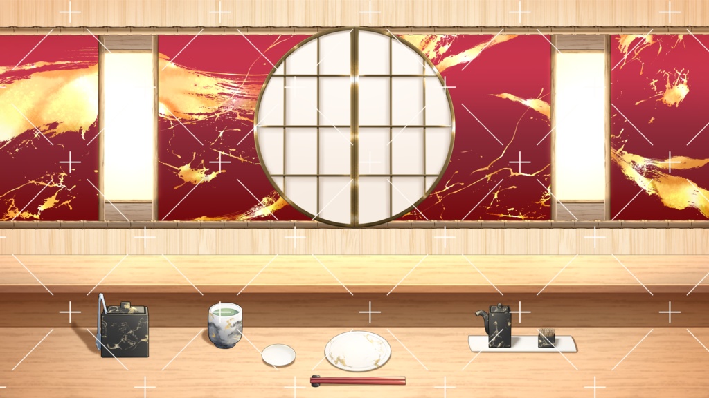 お寿司屋さん背景&素材セット