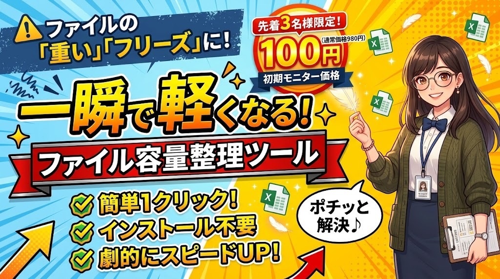 PCの容量不足・重い動作をスッキリ解消！目標容量を入れるだけで古いファイルを自動整理するExcelツール