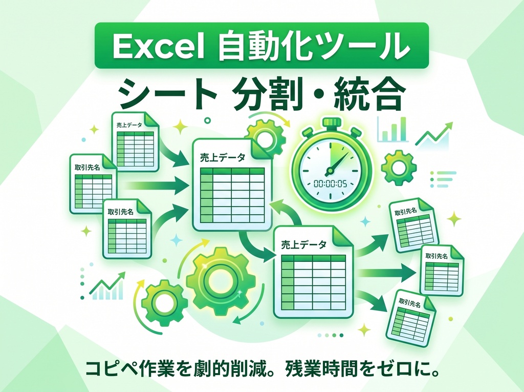 情シス申請不要!Excelシート分割・統合自動化アドイン【インストール・管理者権限なし】