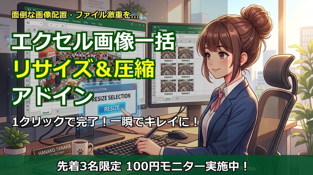 【Excel】1秒で全画像を最適化!「画像一括リサイズ&圧縮アドイン」