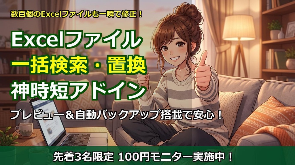 数百のExcelファイルも一瞬で修正! Excelファイル一括検索置換ツール(ExcelBulkReplace)