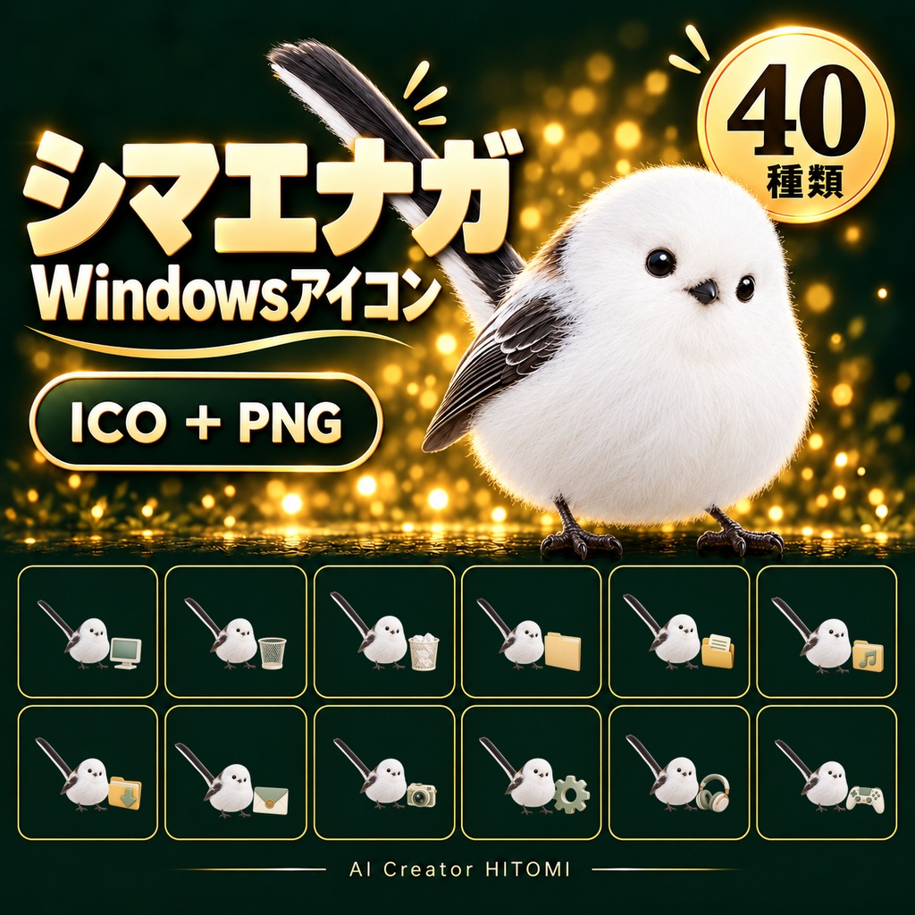 ふわふわ動物|Windowsアイコン40種セット【ICO・透過PNG】