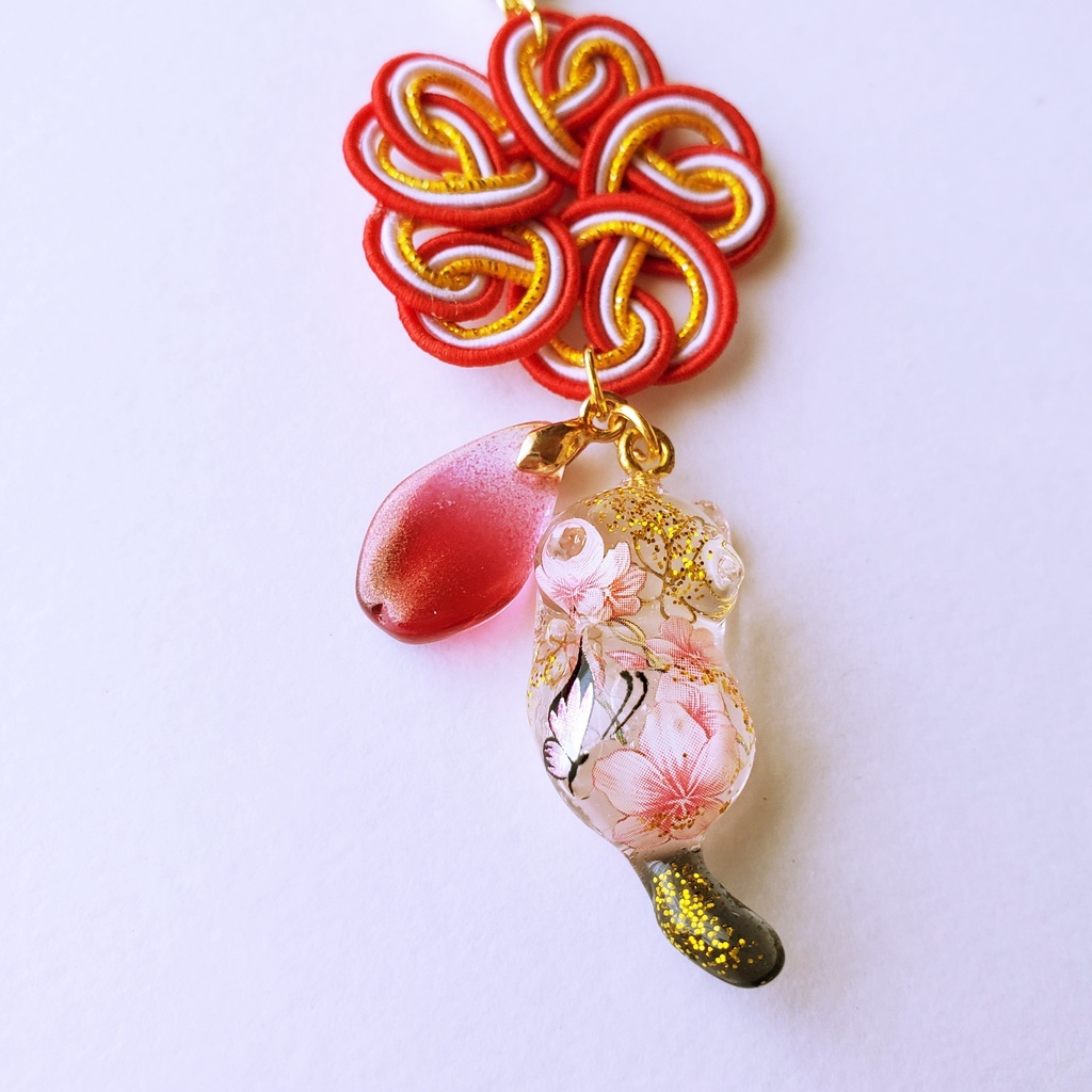 ハンドメイド じゃれ猫☆オリジナルチャーム【桜①】