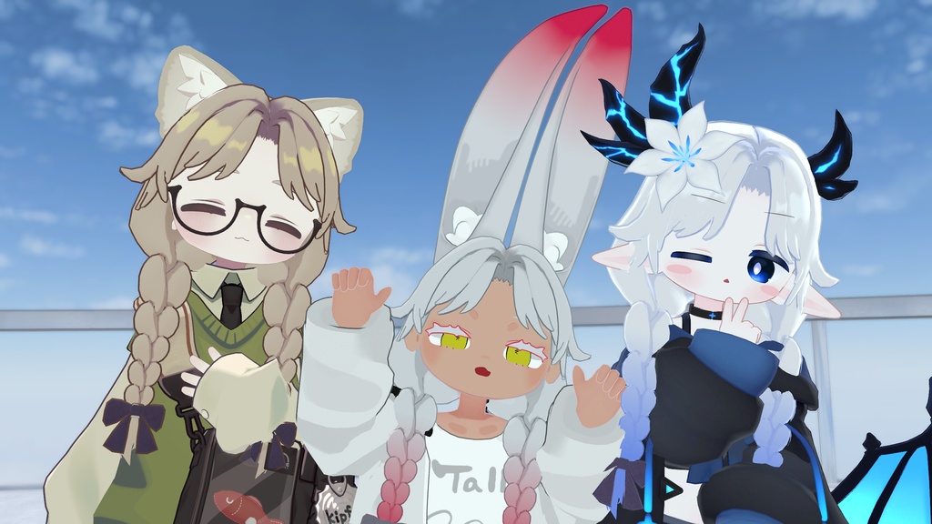 センターパートおさげ