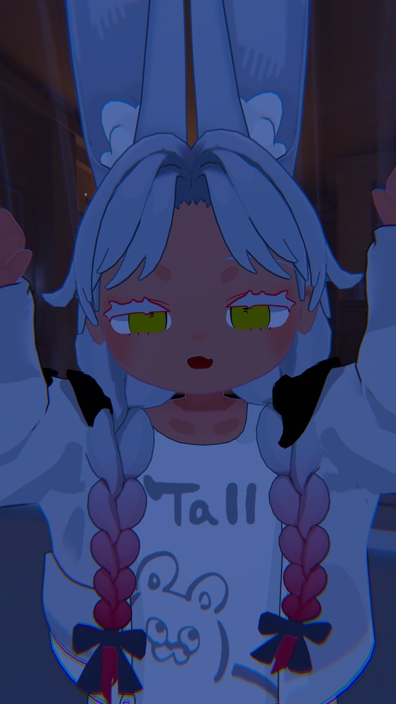 センターパートおさげ