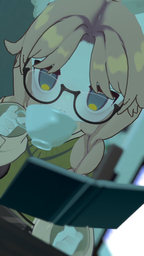 センターパートおさげ