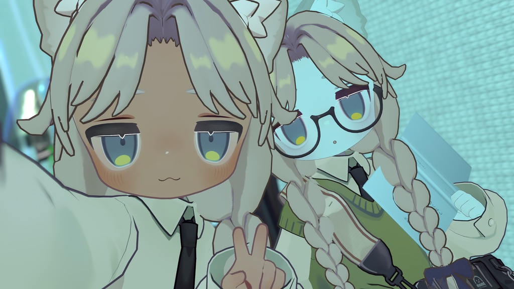 センターパートおさげ