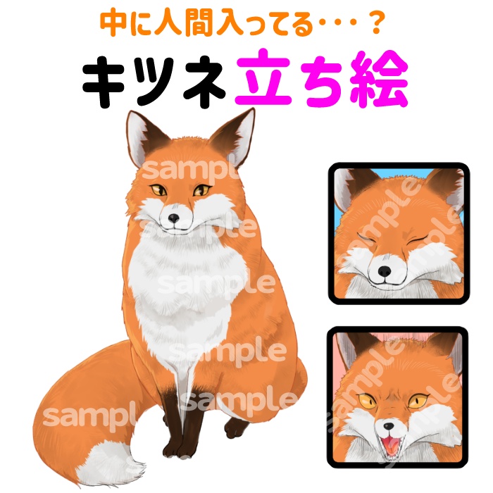 中に人間入ってる・・・?キツネ立ち絵