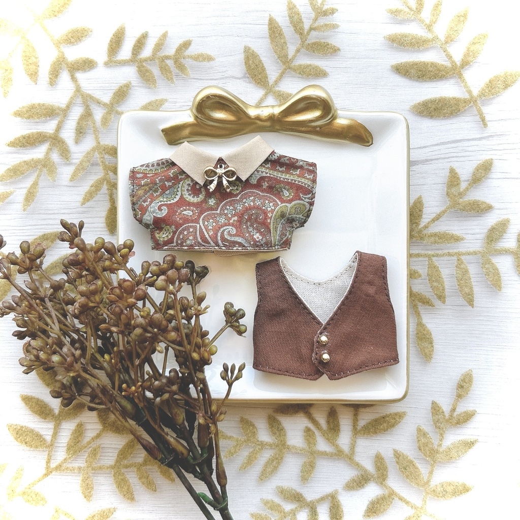 【10cmぬい用】ペイズリー柄コーデset