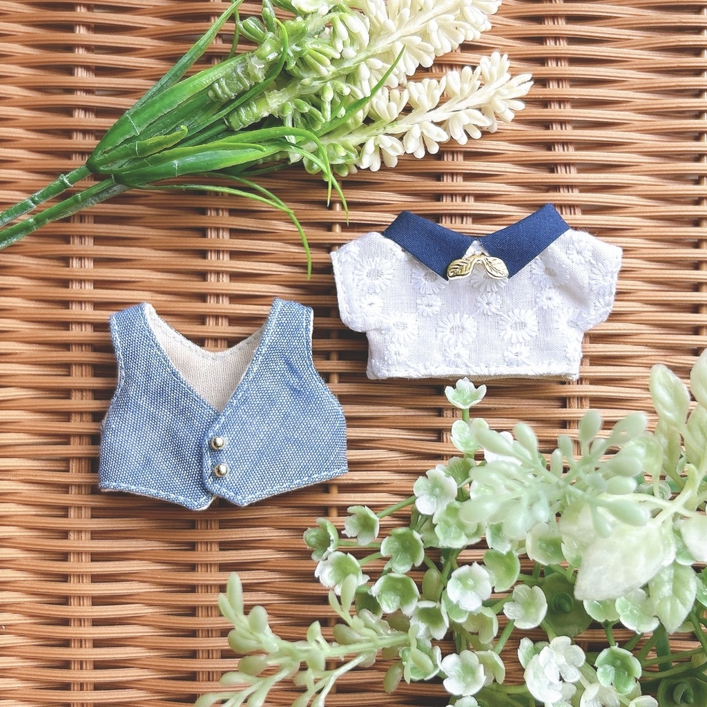 【10cmぬい】デニム×フラワーset