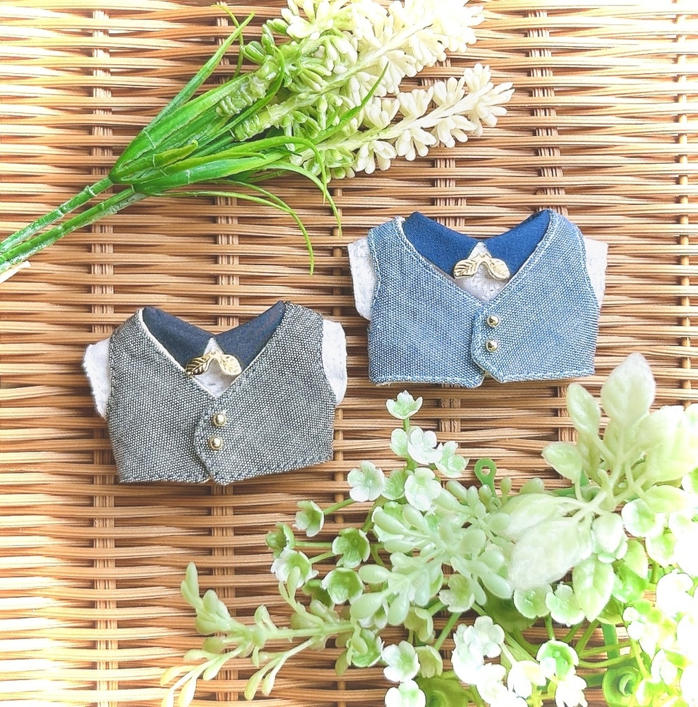 【10cmぬい】デニム×フラワーset