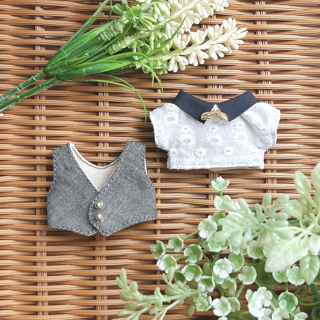 【10cmぬい】デニム×フラワーset