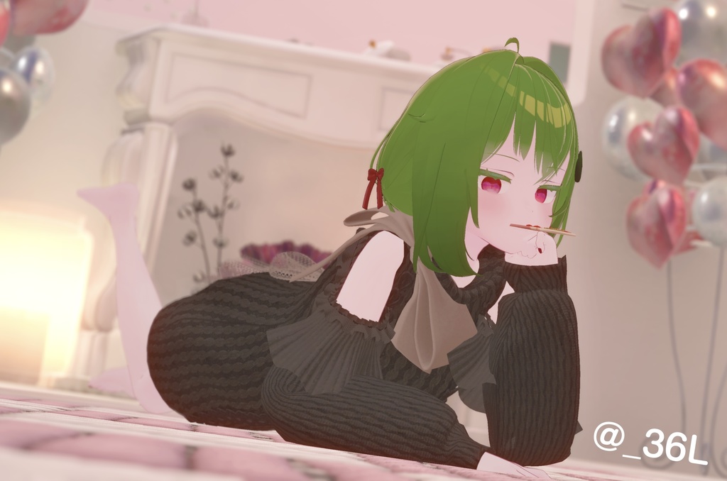 【ギミック付き】愛♡愛♡愛♡ HATE YOU -オフショルニットワンピ- 【複数アバター対応】