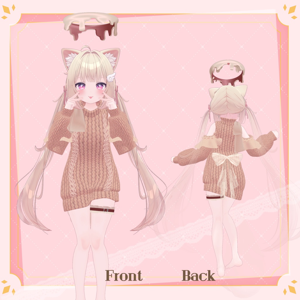 【ギミック付き】愛♡愛♡愛♡ HATE YOU -オフショルニットワンピ- 【複数アバター対応】