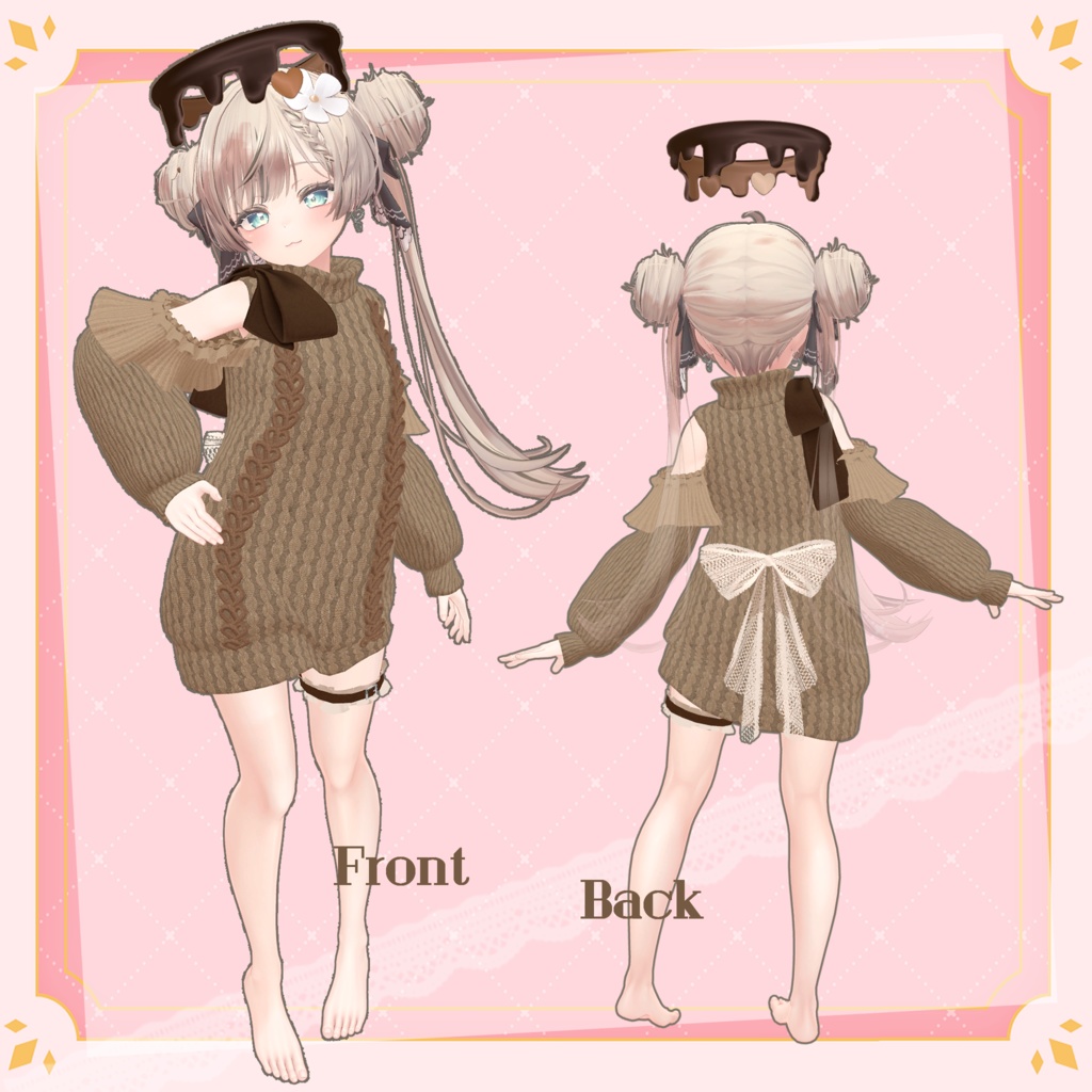 【ギミック付き】愛♡愛♡愛♡ HATE YOU -オフショルニットワンピ- 【複数アバター対応】