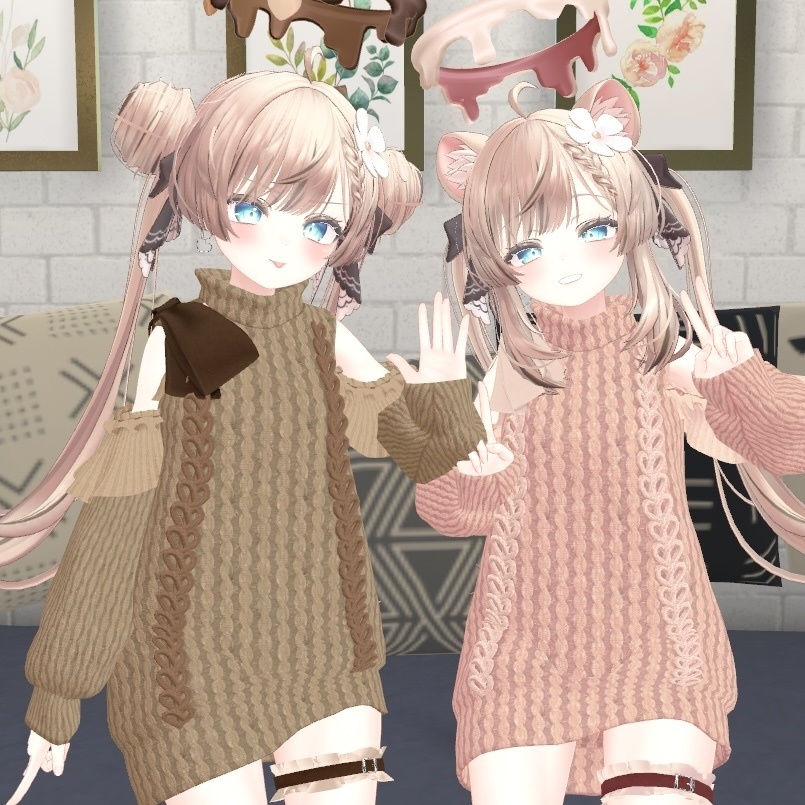 【ギミック付き】愛♡愛♡愛♡ HATE YOU -オフショルニットワンピ- 【複数アバター対応】