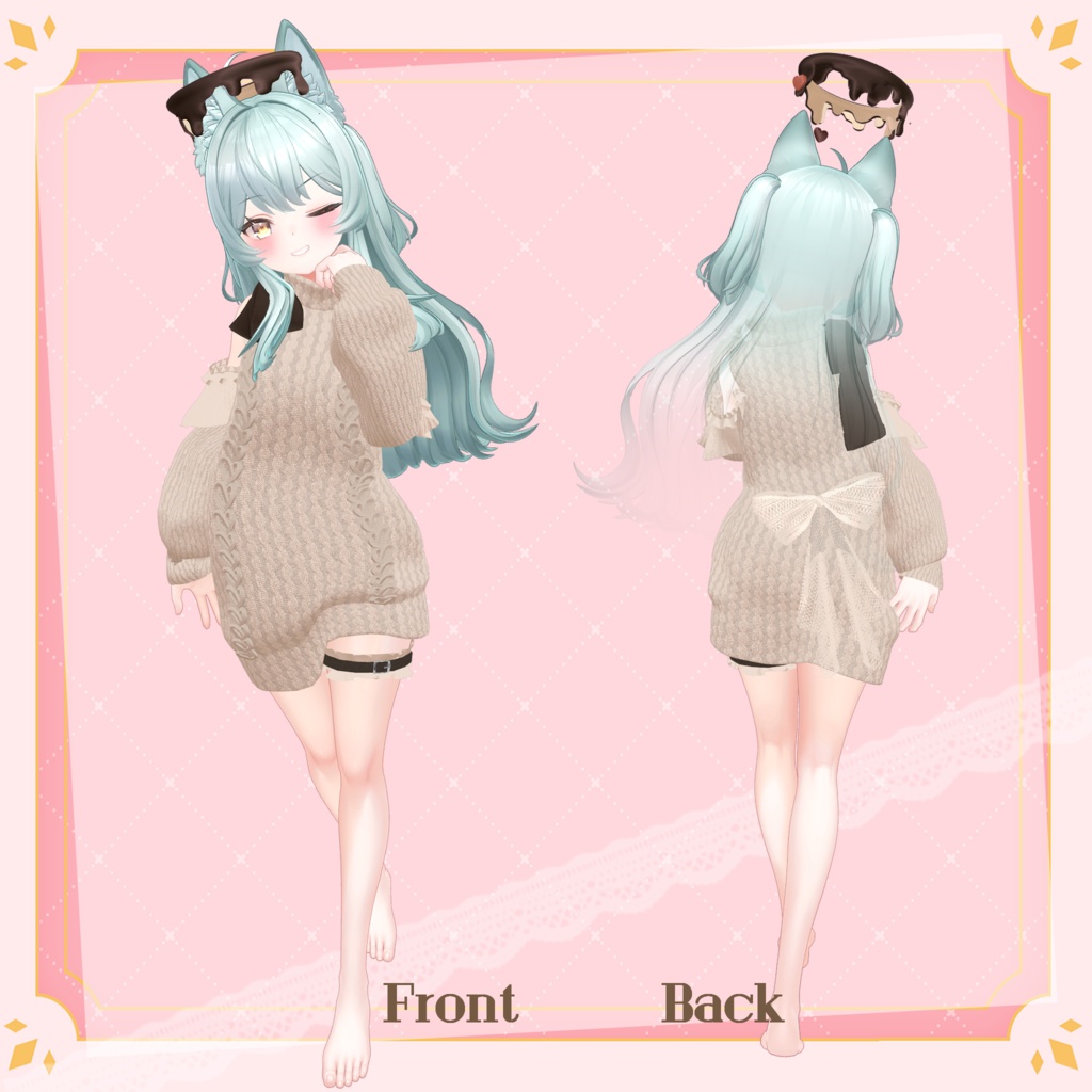 【ギミック付き】愛♡愛♡愛♡ HATE YOU -オフショルニットワンピ- 【複数アバター対応】