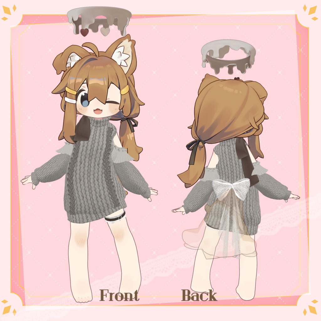 【ギミック付き】愛♡愛♡愛♡ HATE YOU -オフショルニットワンピ- 【複数アバター対応】