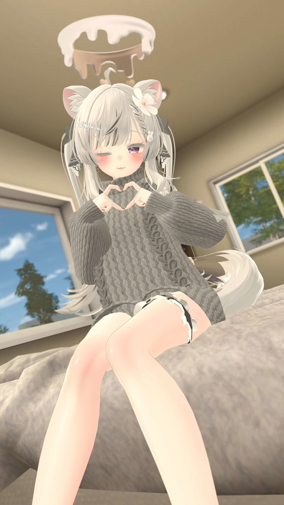 【ギミック付き】愛♡愛♡愛♡ HATE YOU -オフショルニットワンピ- 【複数アバター対応】