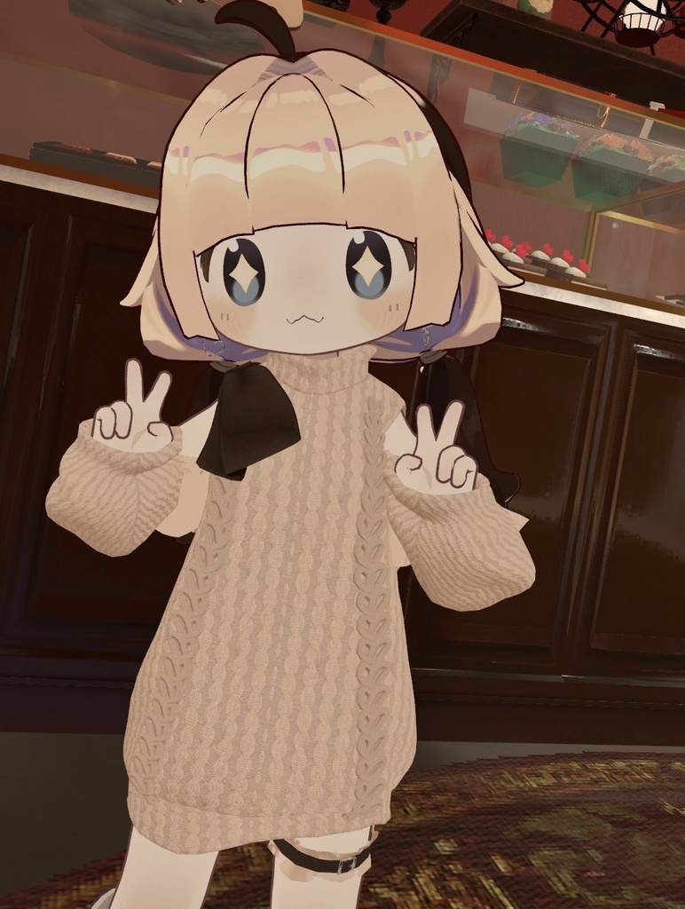 【ギミック付き】愛♡愛♡愛♡ HATE YOU -オフショルニットワンピ- 【複数アバター対応】