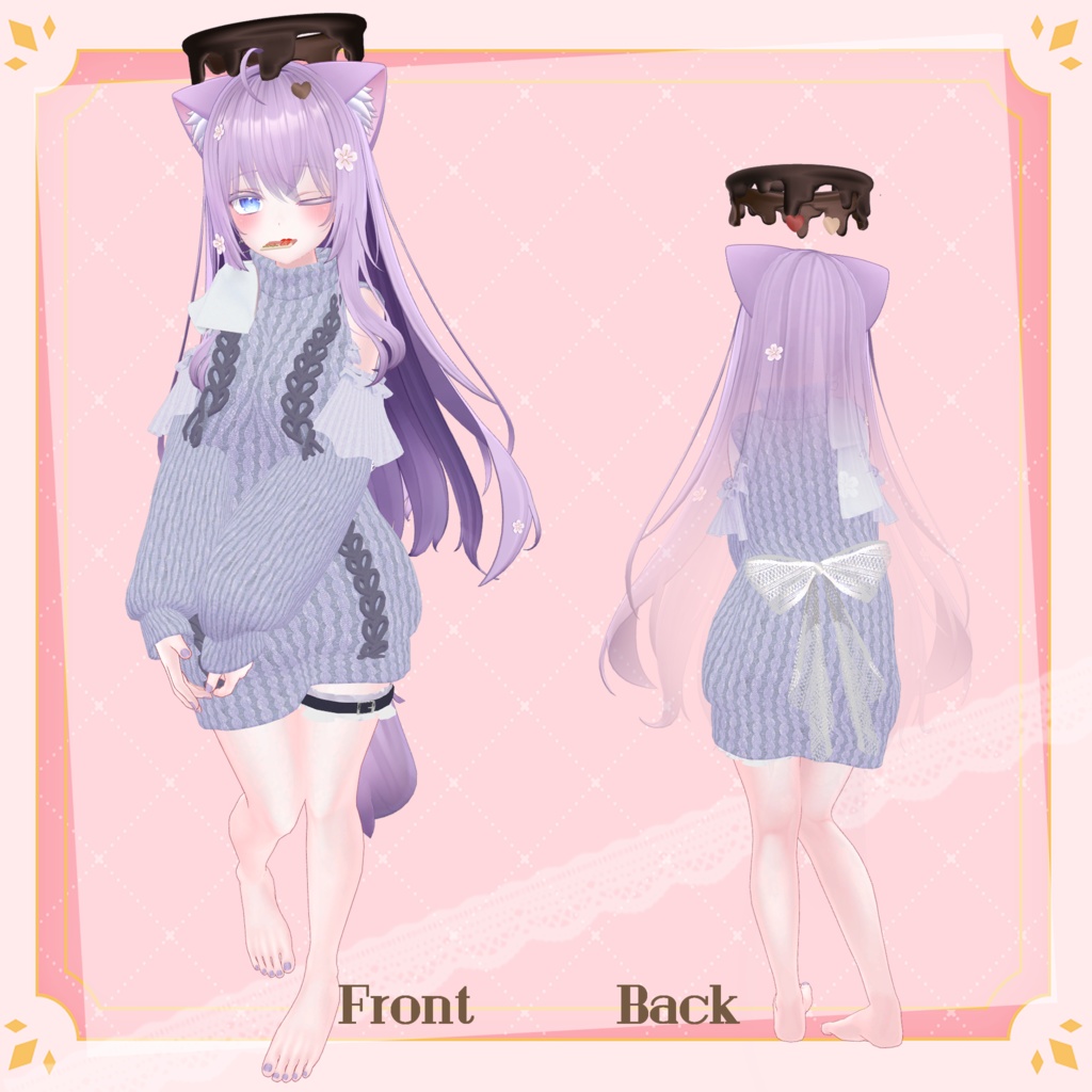 【ギミック付き】愛♡愛♡愛♡ HATE YOU -オフショルニットワンピ- 【複数アバター対応】