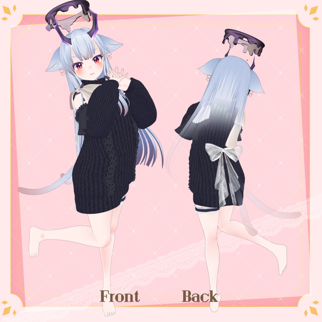 【ギミック付き】愛♡愛♡愛♡ HATE YOU -オフショルニットワンピ- 【複数アバター対応】