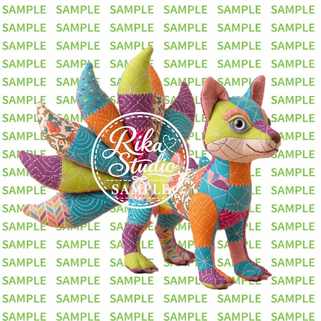 刺し子風ぬいぐるみ素材】しあわせを呼ぶキャラクター|単品