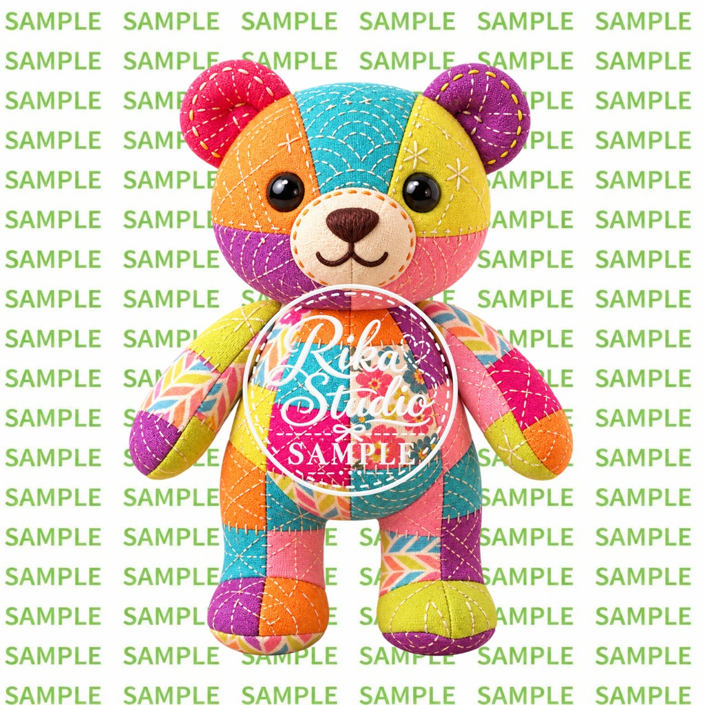 刺し子風ぬいぐるみ素材】しあわせを呼ぶキャラクター|単品