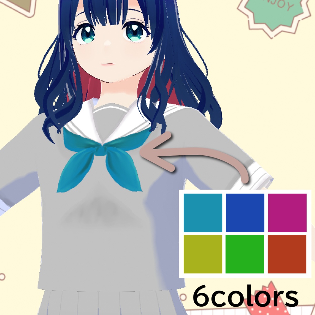 グレーなセーラー服上下セット【VRoid】6colors