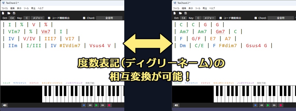 TexChord 2 ― コード進行テキストを演奏/MIDI変換 (Win/Mac)