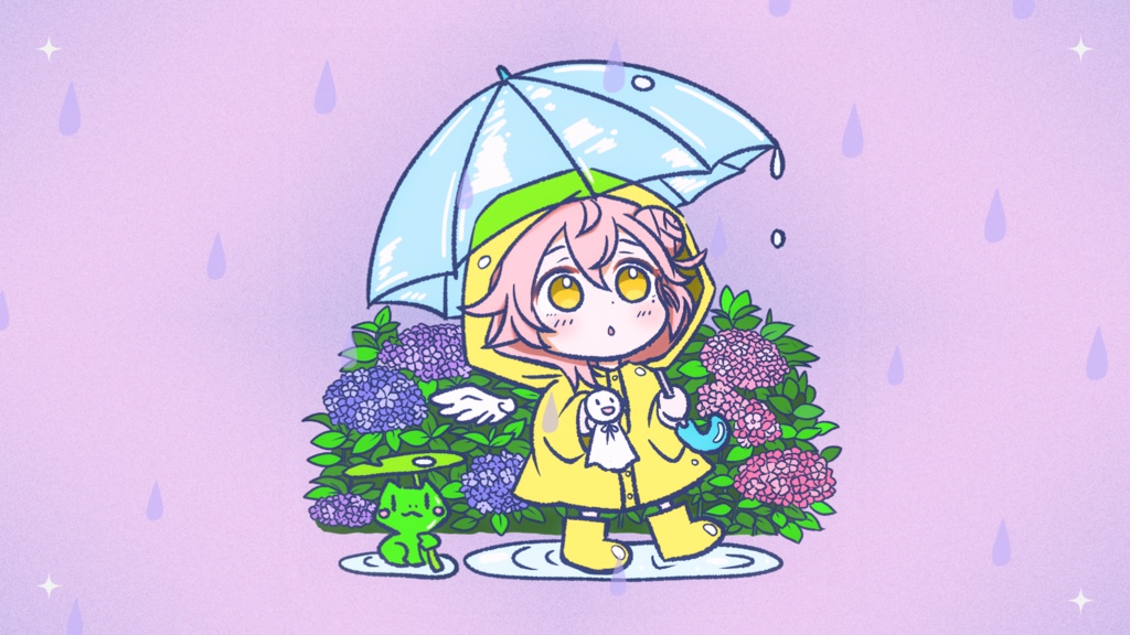 天使サラ梅雨ver PC壁紙