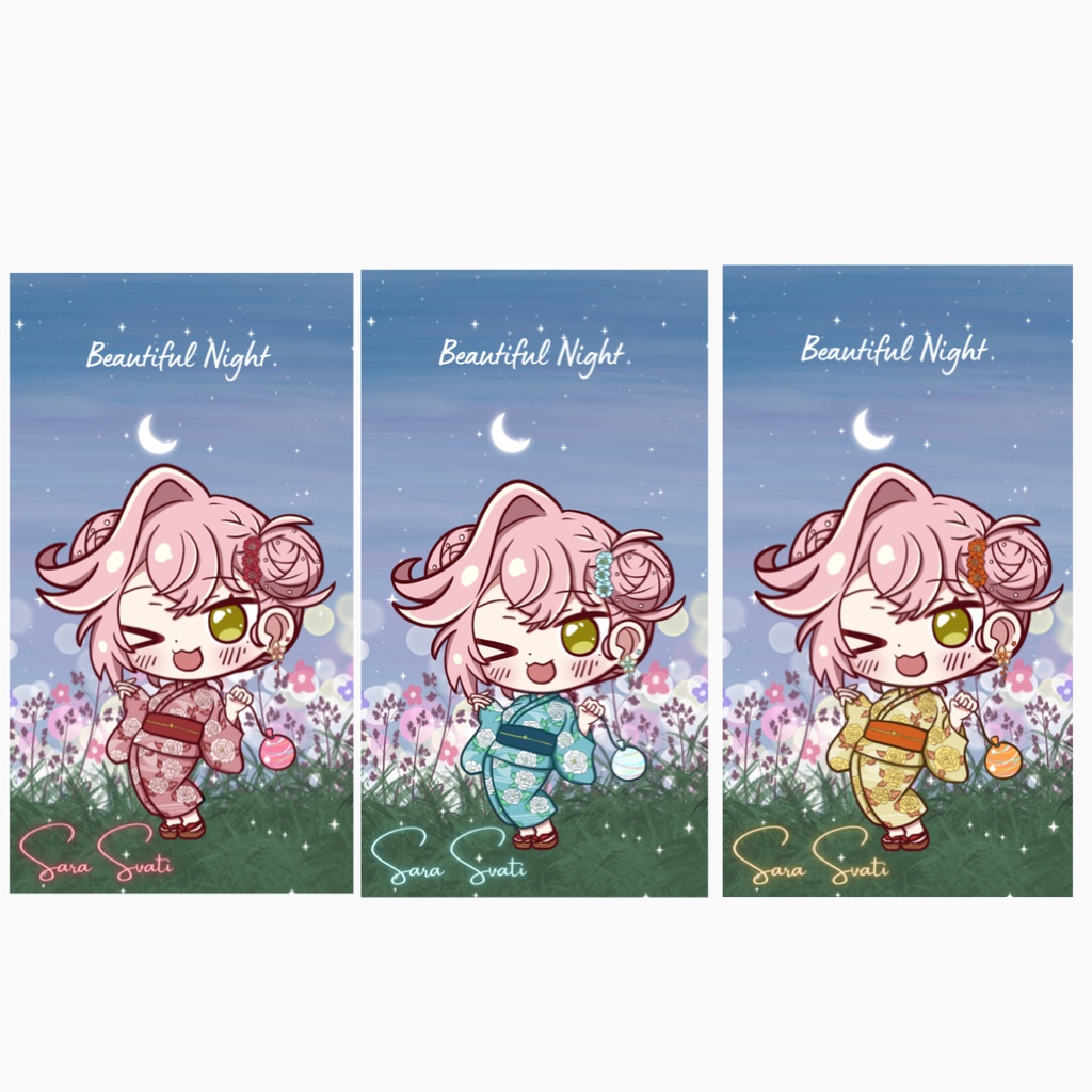 サラ浴衣3種 スマホ壁紙