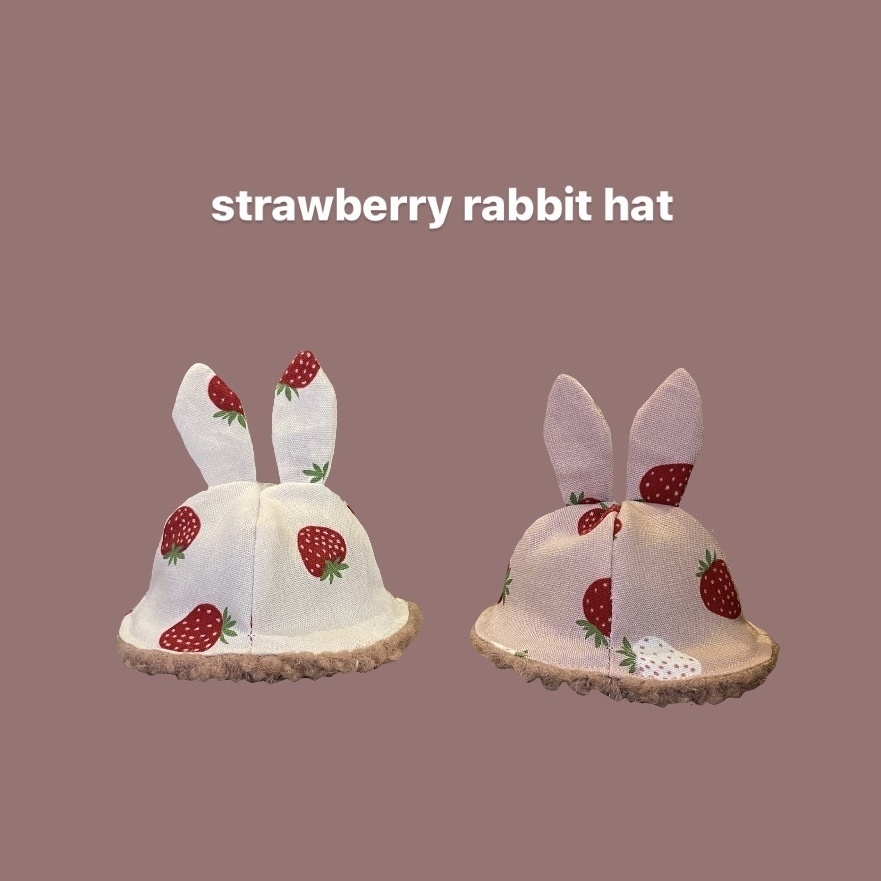 【10cmぬい用】strawberry rabbit hat