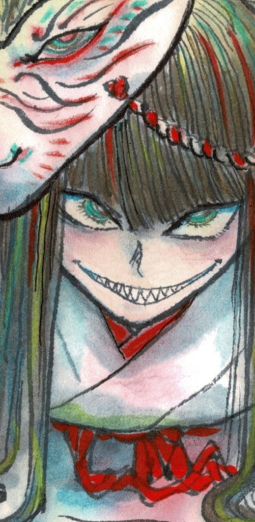 墨彩画「九尾の狐」複製画