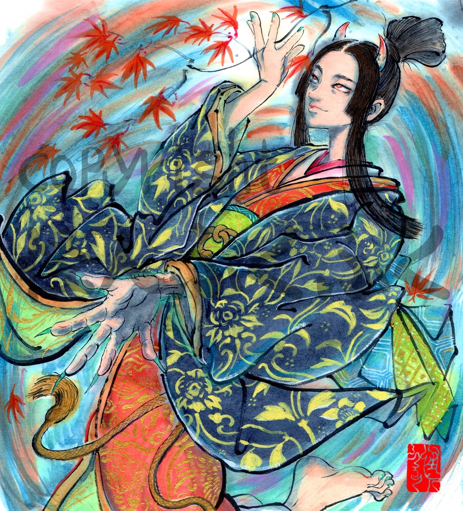 怪人ふくふく妖怪墨彩画マステ