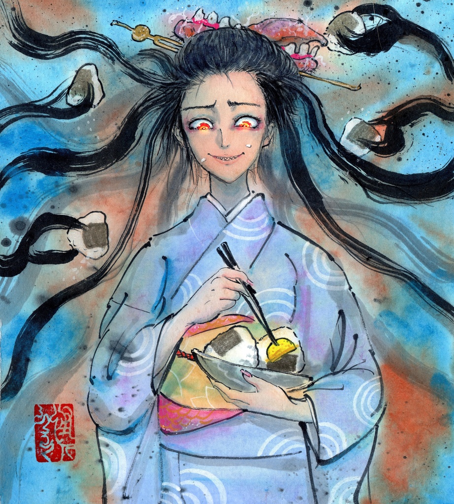 怪人ふくふく妖怪墨彩画マステ