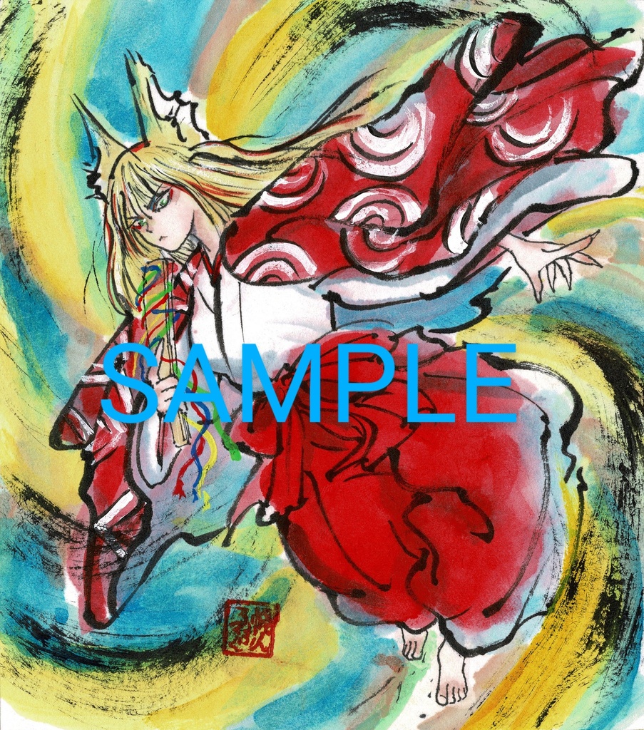 原画「玉藻の前」ミニ色紙※BOOST購入歓迎！