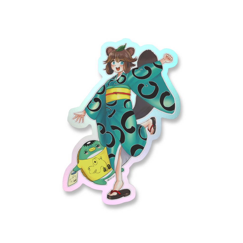 たぬきねーさんオーロラステッカー