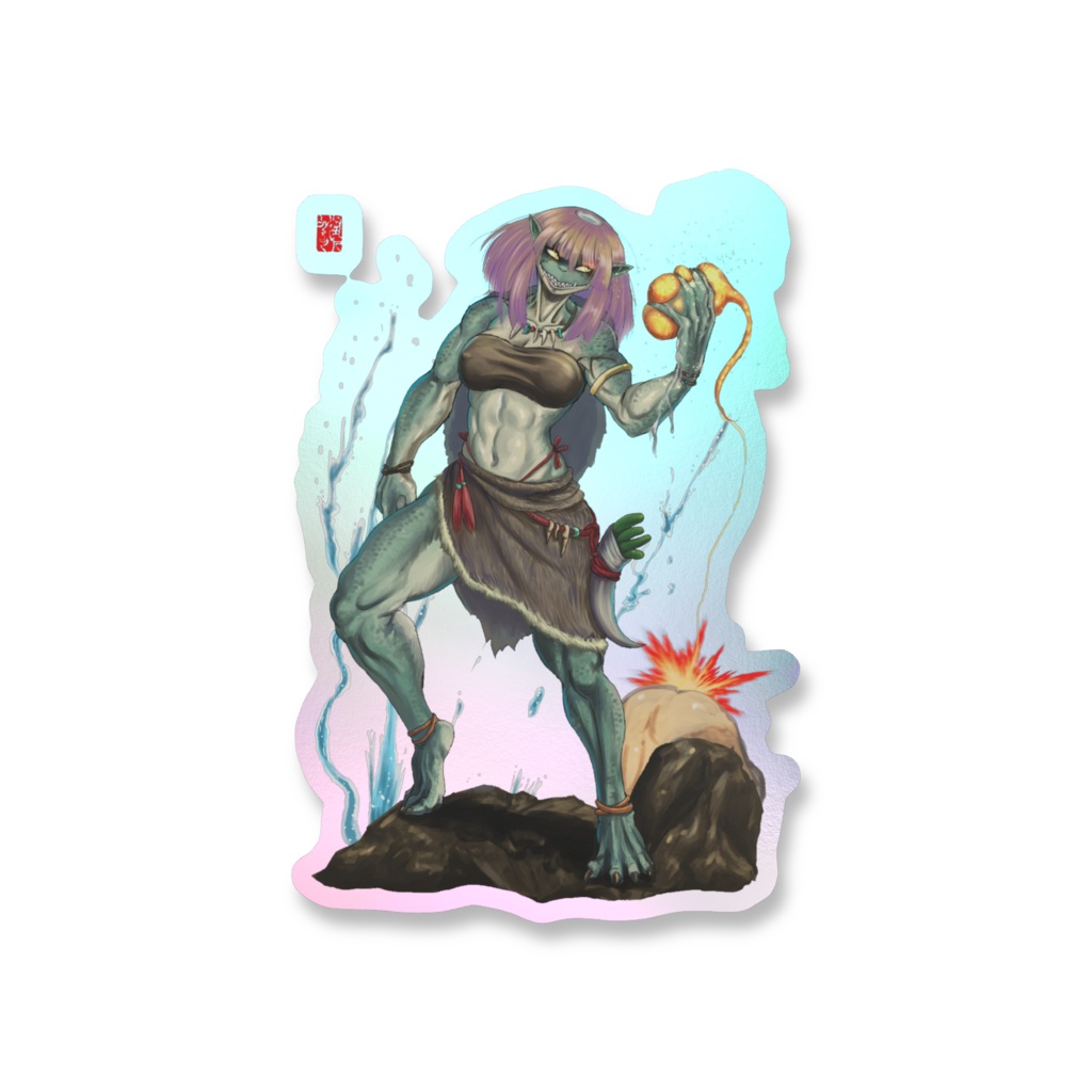 ねねこ河童オーロラステッカー