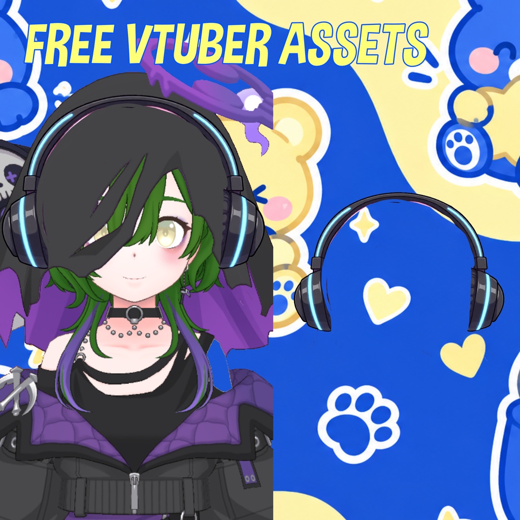 Free VTuber Assets: Neon Cyberpunk Gaming Headset