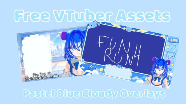 Free VTuber Assets: Pastel Blue Cloudy Overlays